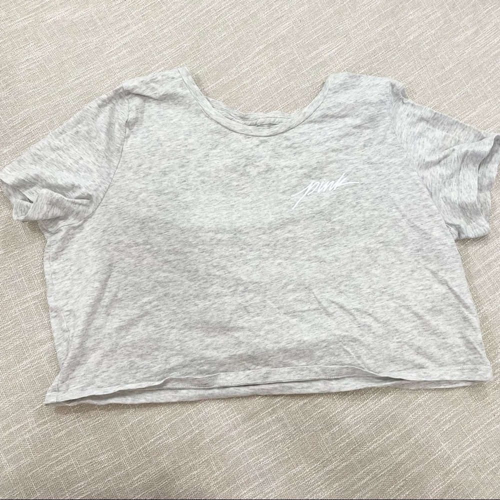 PINK Victoria’s Secret Heathered Gray Crop Top Size L